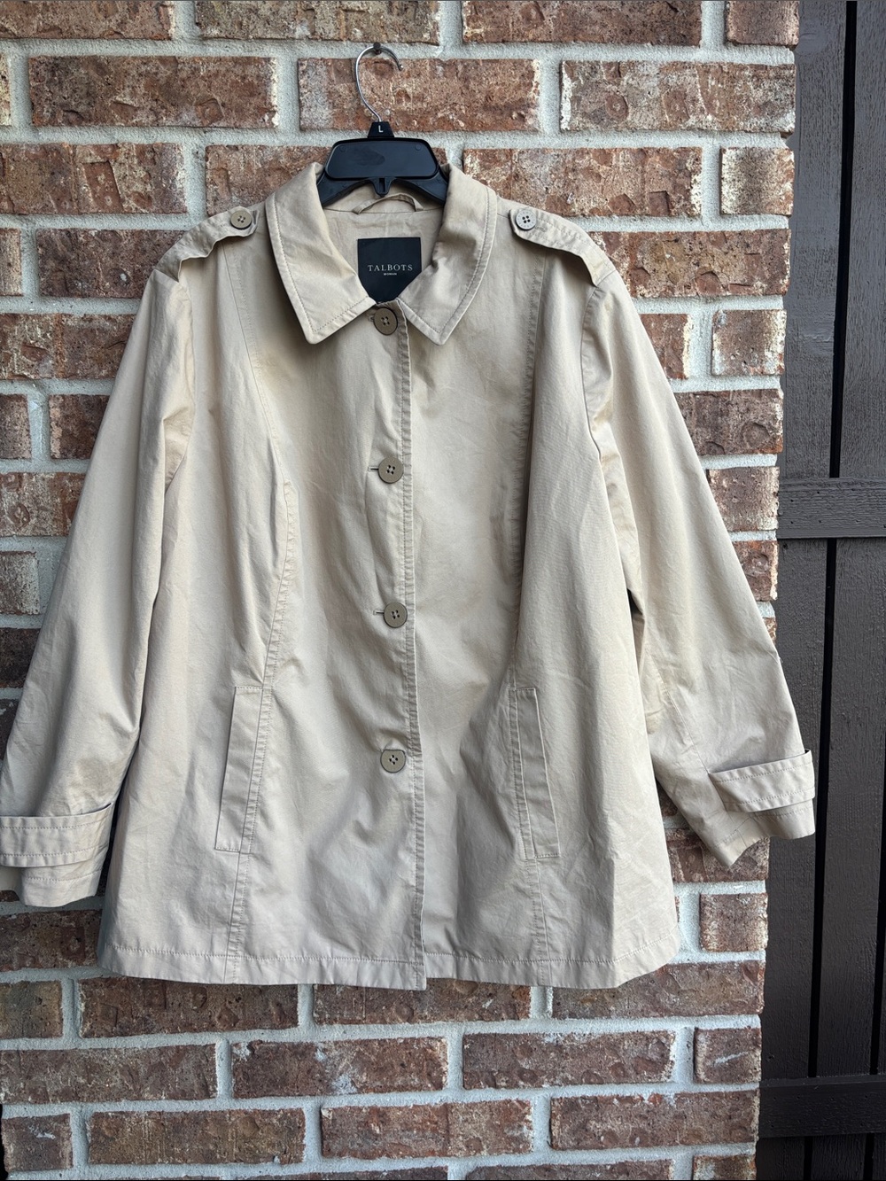 Talbots Classic Beige /tan Button-Front Trench Coat